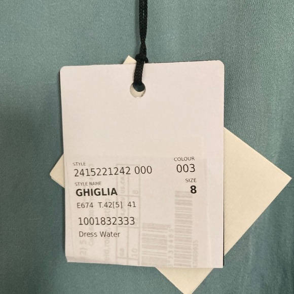 Maxmara Weekend NWT Ghiglia A-line Midi Dress Brushed Satin Linen Water Blue - Picture 8 of 16